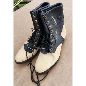 Justin Laredo women's Western Lace-Up Boots Two-Tone Black Cream Size 10